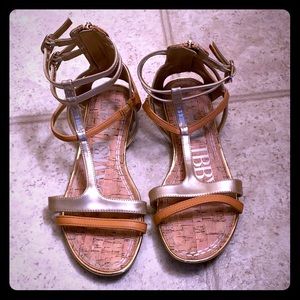 Tan and gold sandals